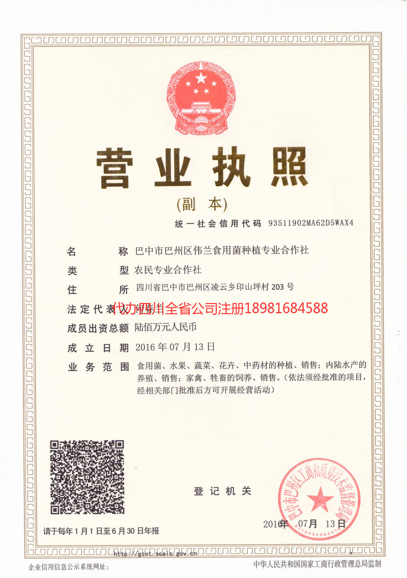 吴忠吴忠伟兰食用菌种植专业合作社